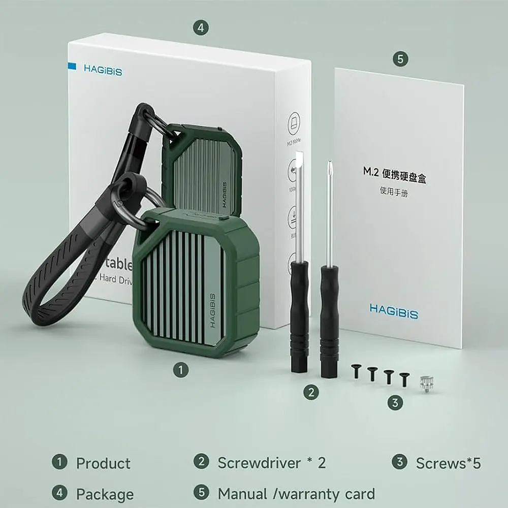 Зовнішня кишеня Hagibis M.2 NVMe SSD to USB3.2 Gen2 Green (MC13) [169730] - фото 4