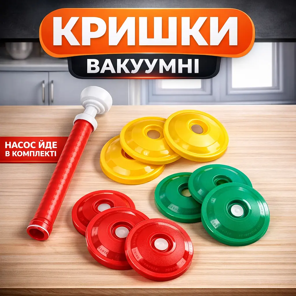 Набір вакуумних кришок із насосом для консервування - фото 4