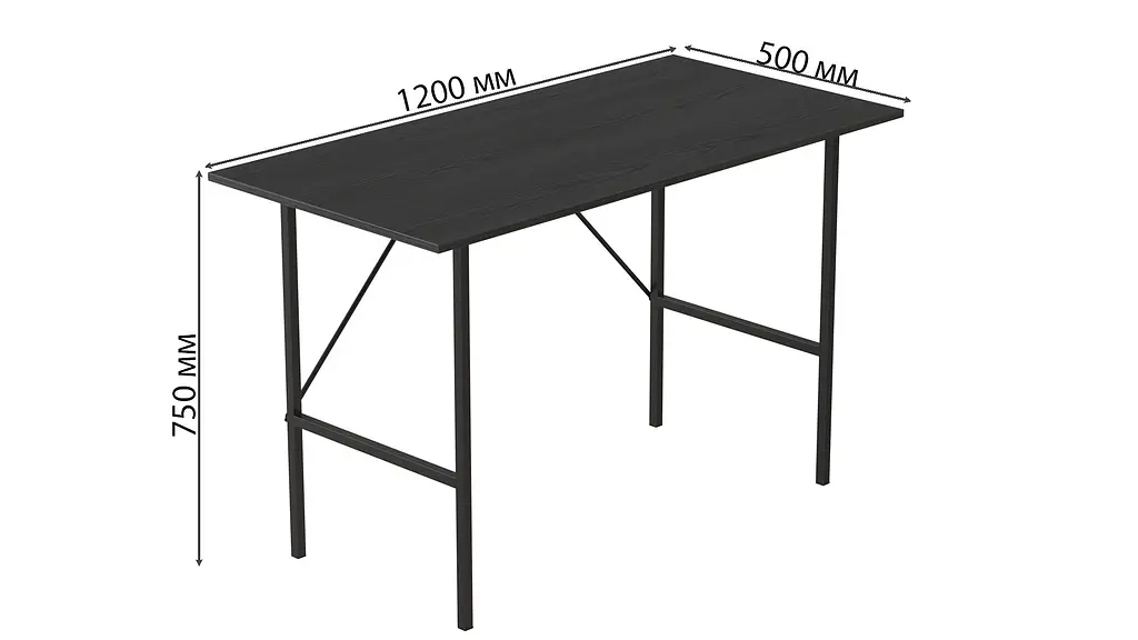 Стол письменный Line Тайм Ferrum-decor 750x1200x500 Черный металл ДСП Сосна Кембра 16 мм (FRD-104880) - фото 4