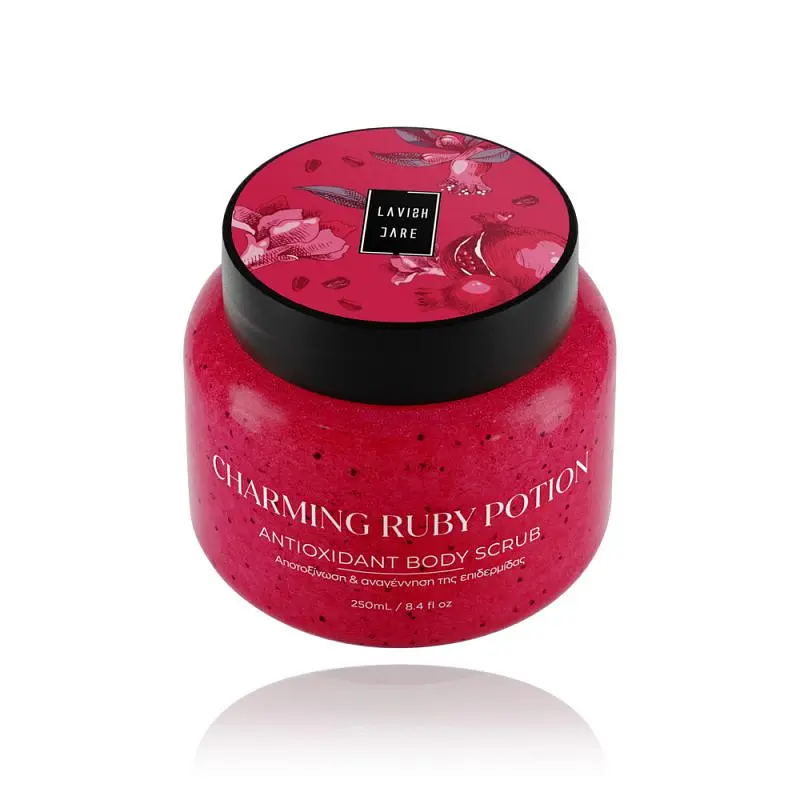 Скраб для тіла антиоксидантний з мікроелементами LAVISH CARE BODY SCRUBS - CHARMING RUBY POTION гранатовий, 250 мл - фото 2