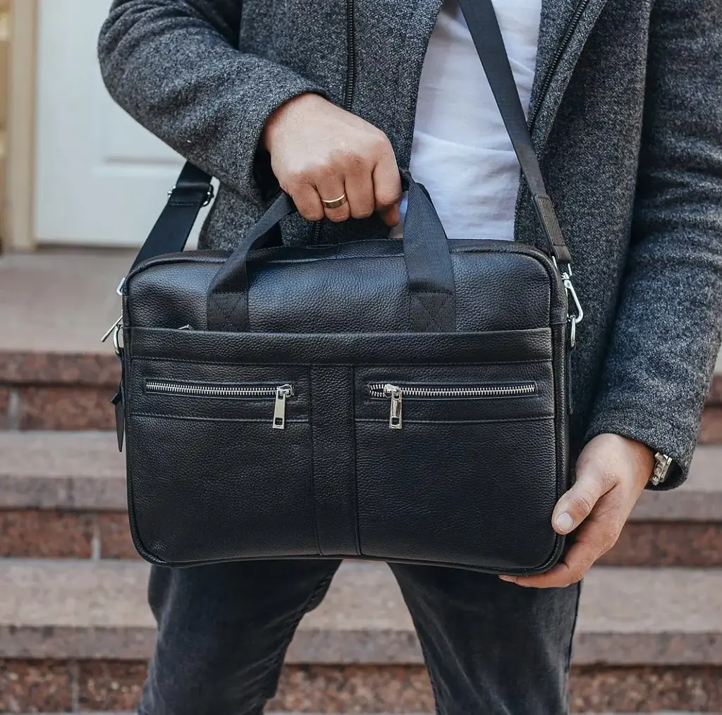 Чоловіча сумка для ноутбука й документів чорна SK N8256 Tiding Bag - фото 7