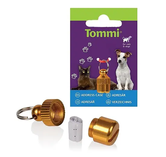 Адресник для собак і котів Tommi металевий, 2 × 1 см, золотистий