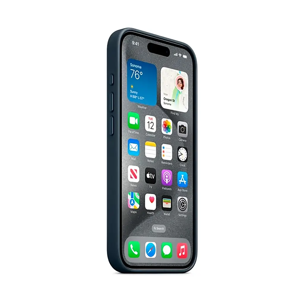 Чехол для Apple iPhone 15 Pro Max, FineWoven Case with MagSafe, синий, защитная накладка из материала FineWoven, противоударный, для iPhone, защита всего корпуса, поддержка беспроводной зарядки и MagSafe, (ARM71990) - фото 3