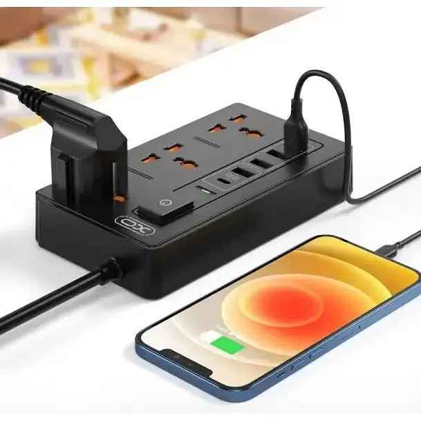 Мережевий фільтр XO WL06 подовжувач 1.8 м 3 розетки 4 USB чорний - фото 5