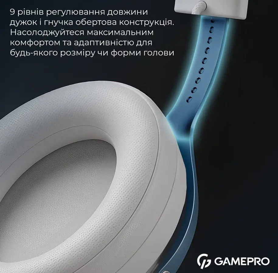 Игровые наушники беспроводные GamePro HSW-191-WHB Asgard Skadi Wireless 7.1 White-Blue - фото 17