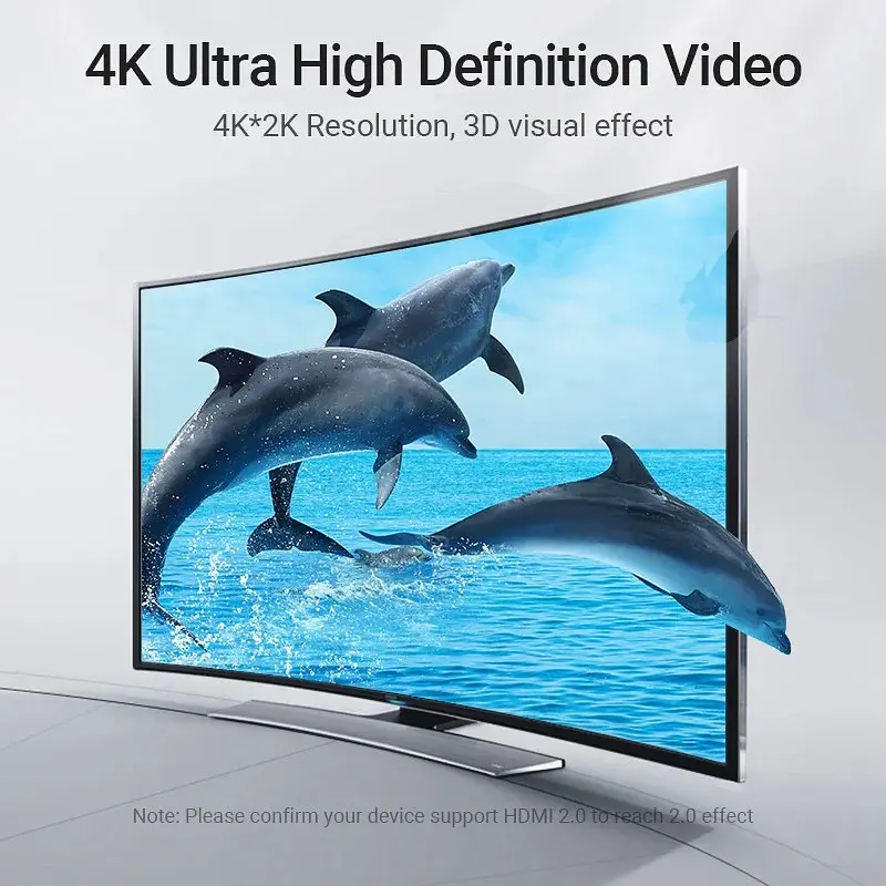 Кабель HDMI M - M, 2.0 м, V2.0, 4K 60Гц, кут 270°, PVC, чорний Vention - фото 8