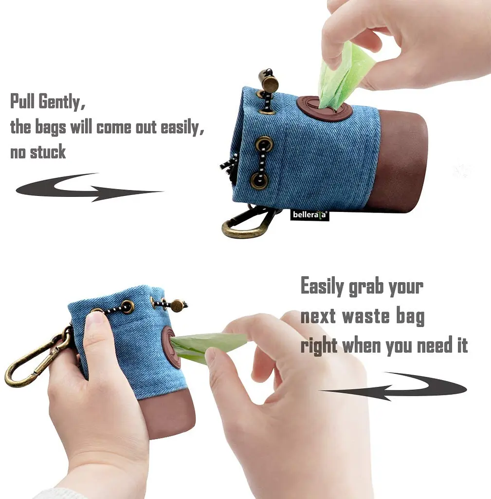 Стильний джинсовий диспенсер для пакетів Bellerata Poop Bag Holder + 1 рулон у комплекті - фото 3