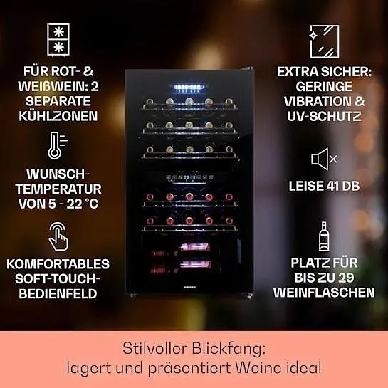 Винный холодильник Klarstein Shiraz 29 Duo (10035846) - фото 2