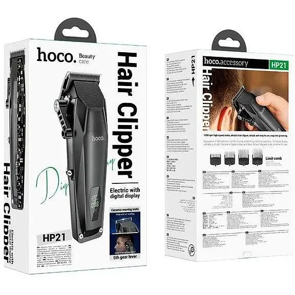 Машинка для стрижки Hoco HP21 чоловіча акумуляторна машинка для стрижки чорна - фото 2