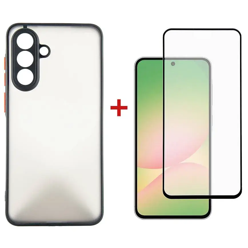 Чохол до мобільного телефона Dengos Kit Samsung Galaxy A56 Matte + glass (Black) (DG-KM-141)