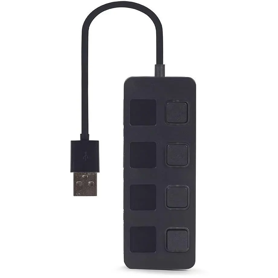 USB-Хаб Gembird 4 порти USB 2.0 UHB-U2P4-05, пластик, чорний (UHB-U2P4-05) - фото 2