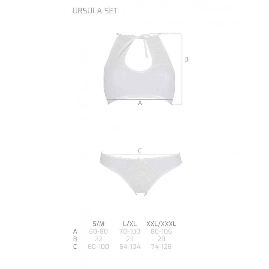 Комплект: бра, трусики з ажурним декором та відкритим кроком URSULA SET L/XL, white - фото 5