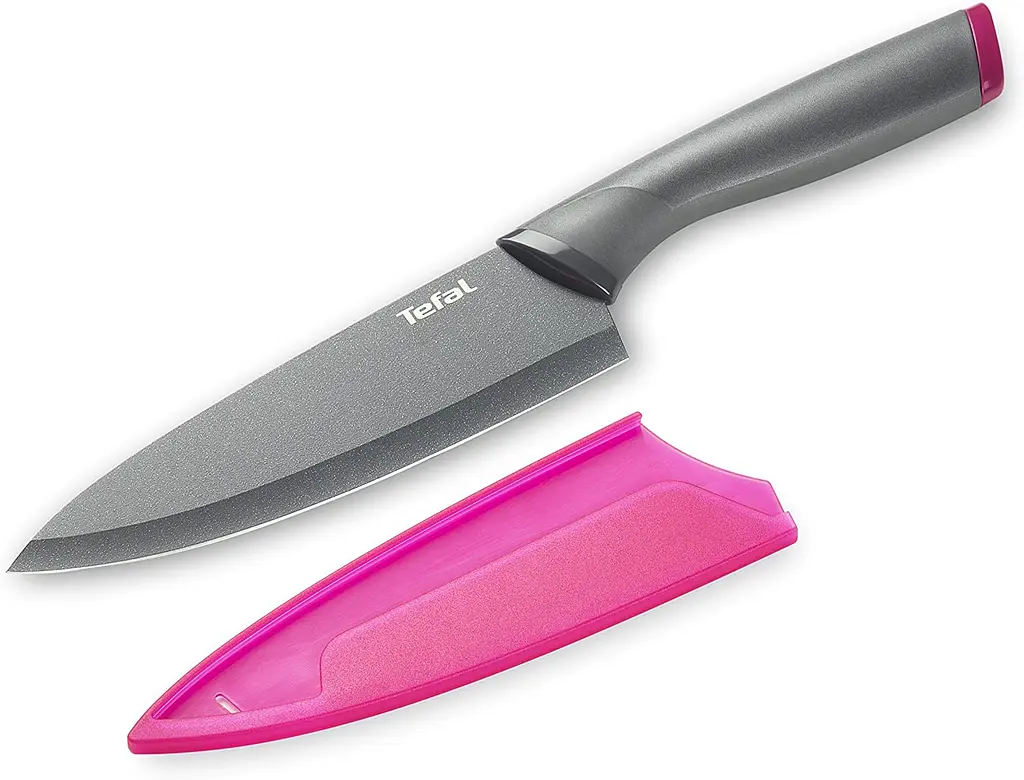 Ніж кухонний Tefal Fresh Kitchen кухарський 15 см з чохлом, нержавіюча сталь, пластик, сірий kuh0014553 - фото 5
