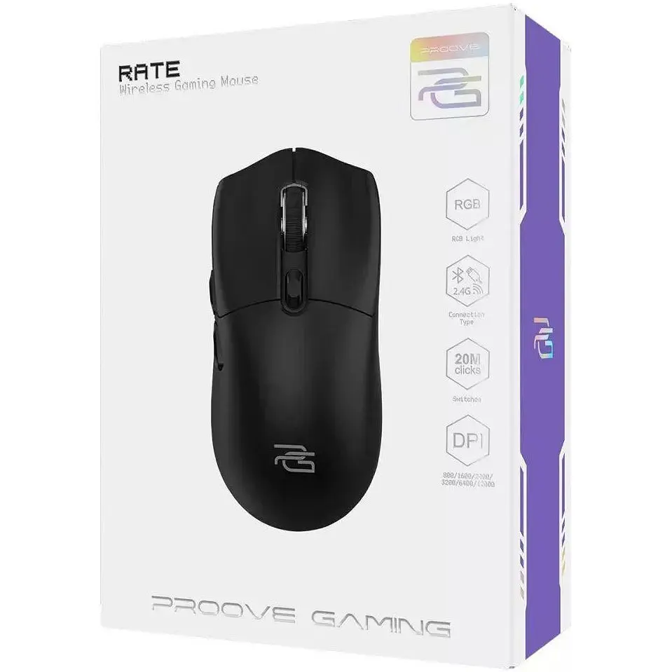 Беспроводная игровая мышь на аккумуляторе Proove Gaming Rate

черная - фото 3