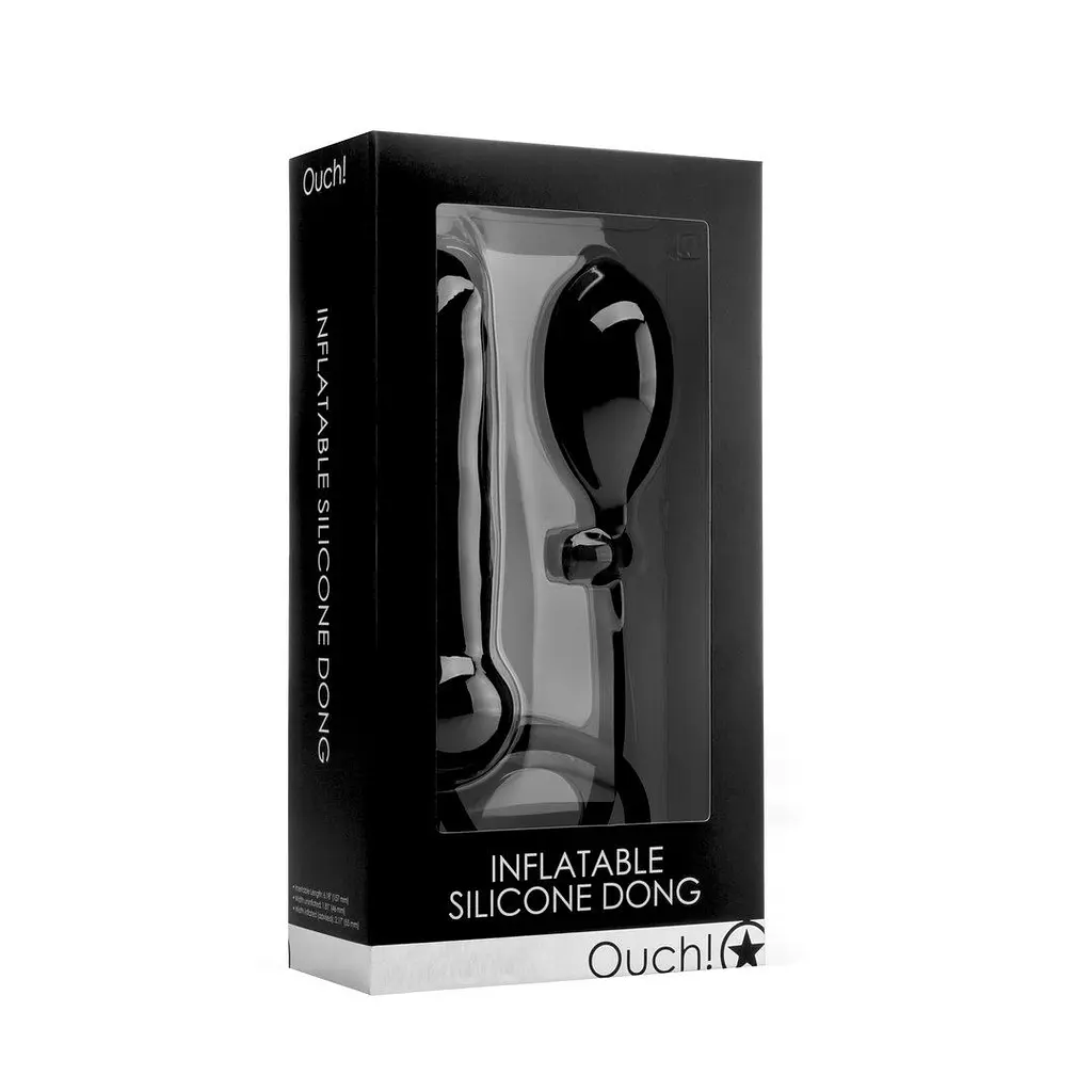 Анальна пробка Ouch! Inflatable Silicone Dong, 15.7 см (чорний)