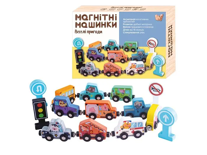 Набір магнітних машинок Веселі пригоди, WToys