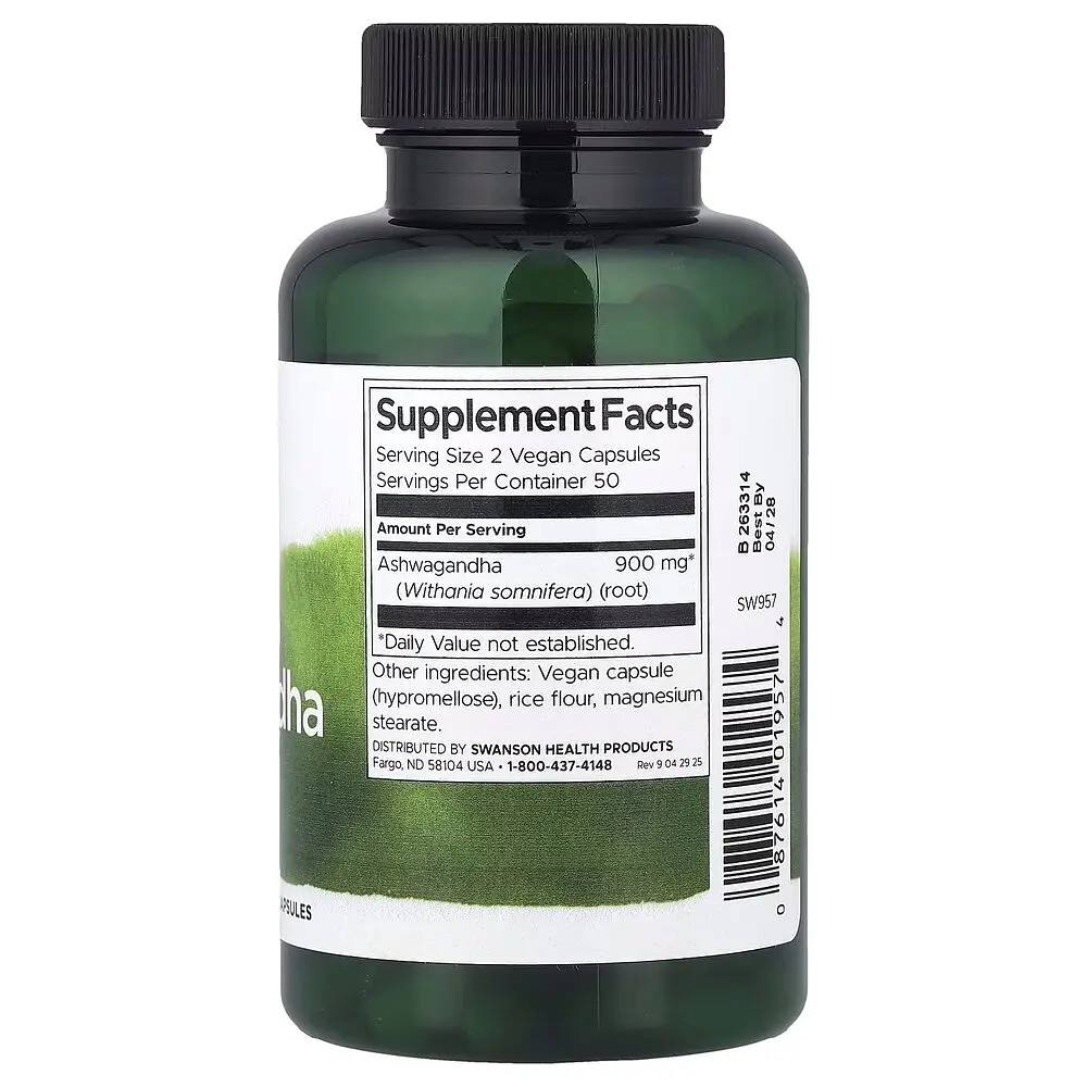 Ашваганда Swanson Ashwagandha 450 mg Full Spectrum, 100 капсул для підтримки при стресі - фото 2