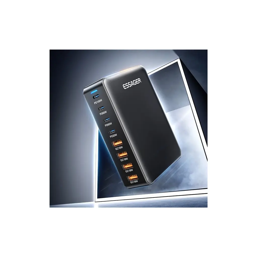 Зарядний пристрій Essager 4xUSB-C + 4xUSB 320W GaN (EZC320W-QJB0G-Z) - фото 8