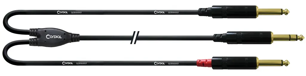 Коммутационный кабель Jack 6.3 stereo — 2хJack 6.3 mono 3м Cordial CFY 0,9 VPP