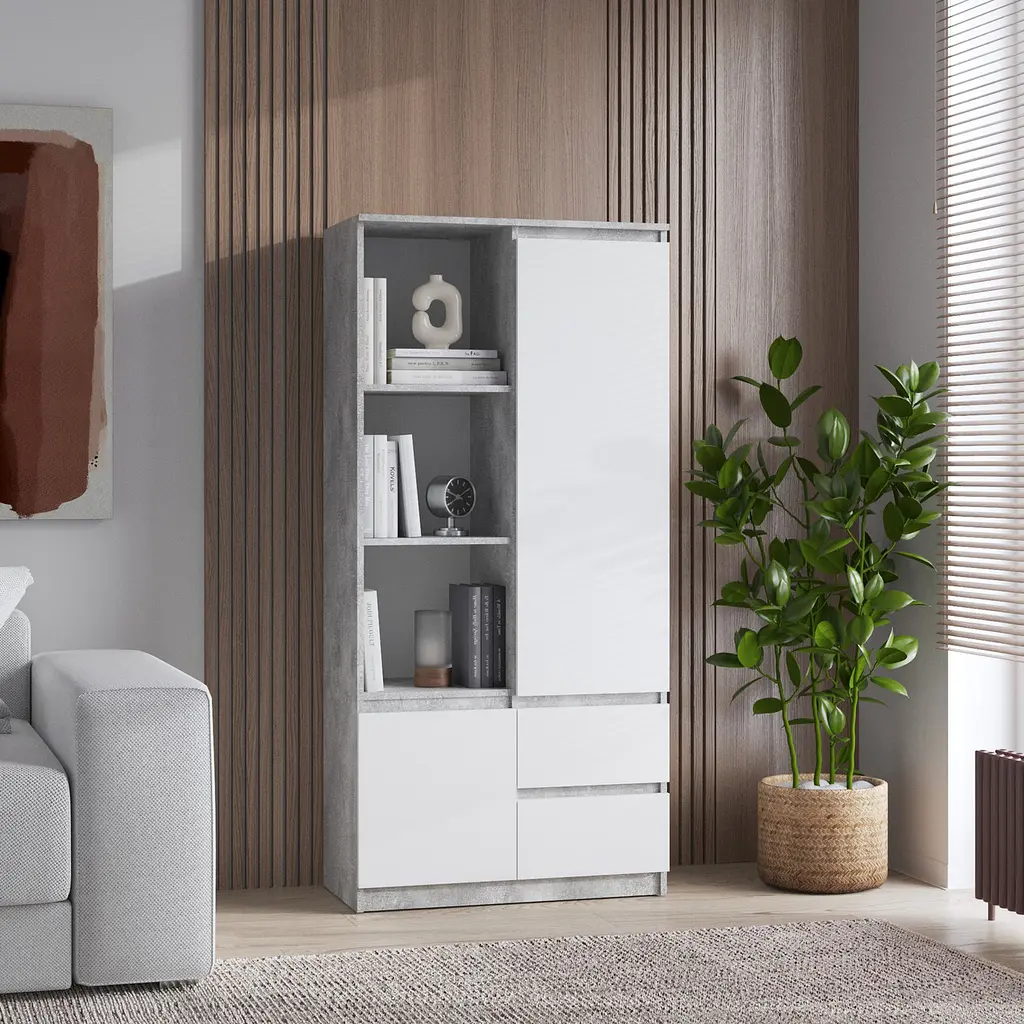 Шкаф для книг Vays R-26 пенал с полками и ящиками ЛДСП 80x40x170 см для дома офиса гостиной - фото 8