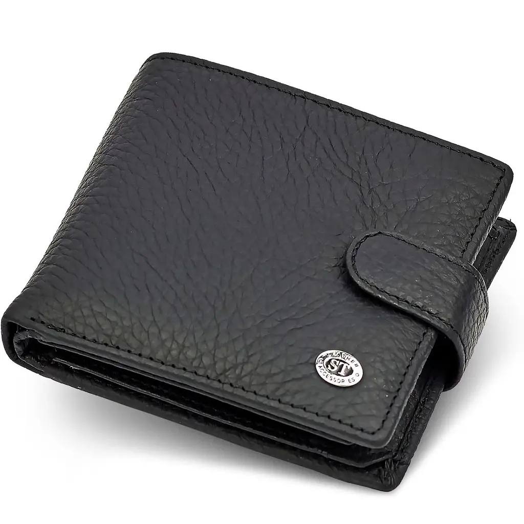 Чоловіче портмоне з натуральної шкіри ST Leather ST153 чорне 10,5 см