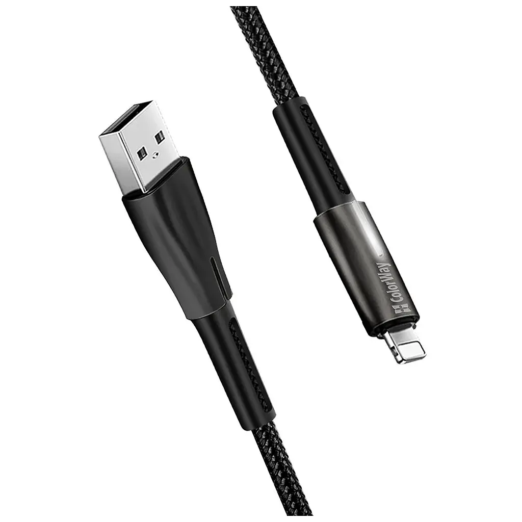 Дата кабель USB 2.0 AM to Lightning 1.0m zinc alloy + led black ColorWay (CW-CBUL035-BK) - фото 6