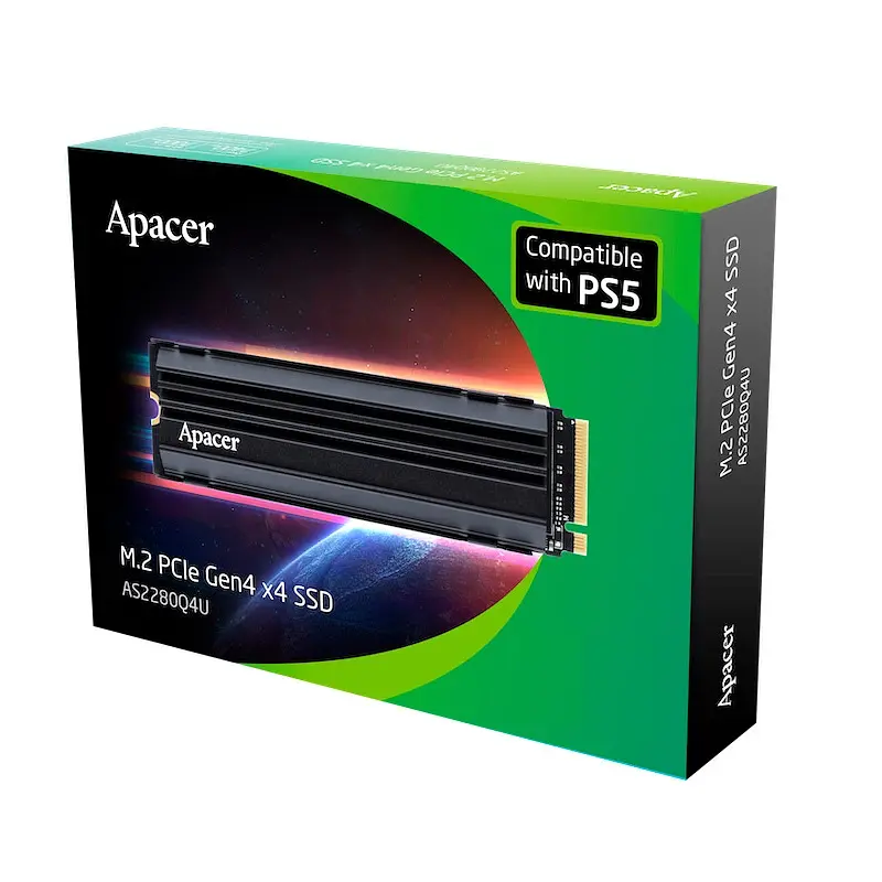 Накопичувач SSD M.2 Apacer AS2280Q4U5 (For PS5) 4TB 2280 PCIe 4.0x4 NVMe 3D Nand Read/Write: 7400/6800 MB/sec (AP4TBAS2280Q4U5-1) - фото 2