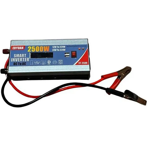 Преобразователь постоянного тока инвертор EY-2500 2500 Вт с дисплеем 12/24 В 2 USB - фото 1