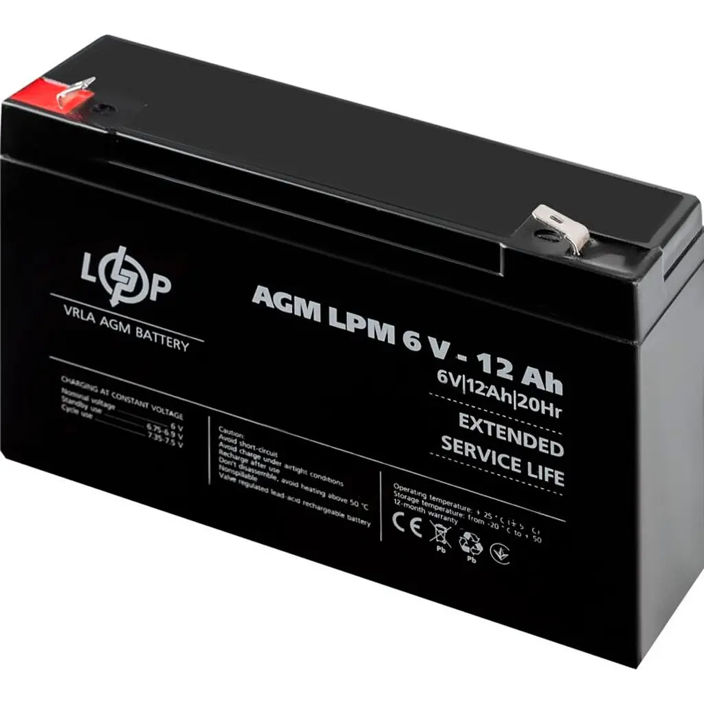 Акумулятор LogicPower AGM 6V (6V/12Ah/72Wh) (4159) [109170] - фото 4