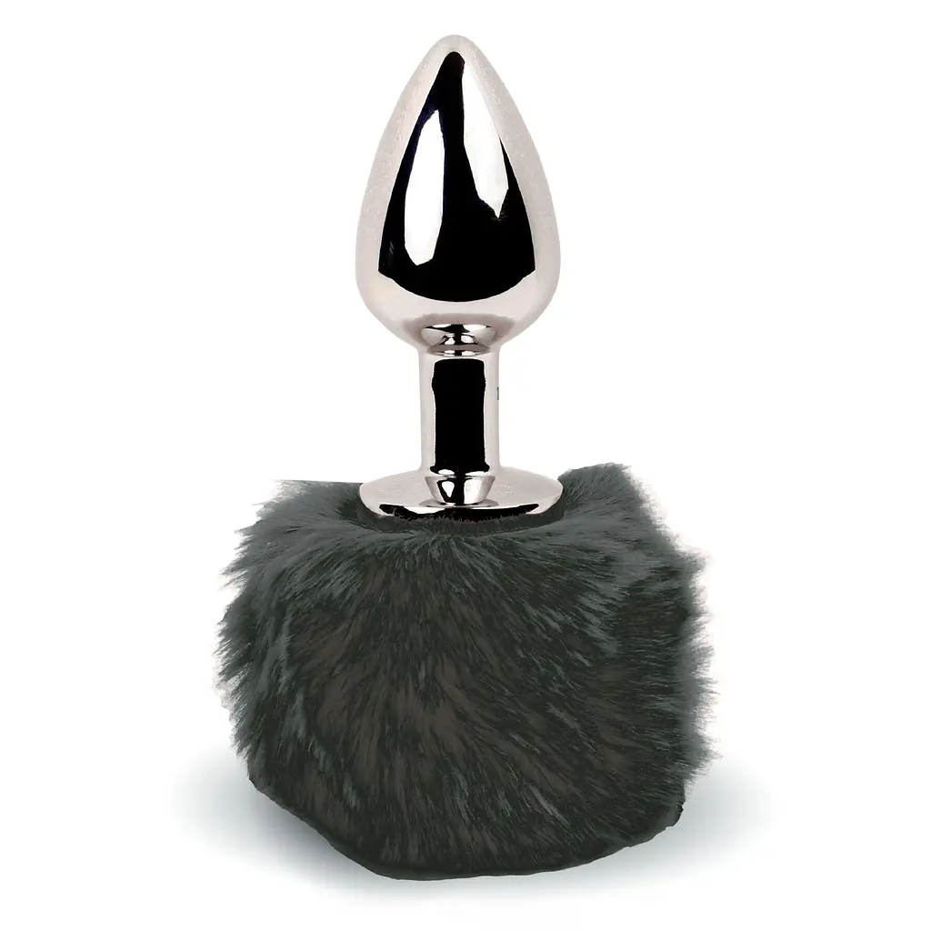 Анальна пробка з пухнастим хвостиком FeelzToys - Bunny Tails Butt Plug, 7х2.5 см, чорний - фото 2