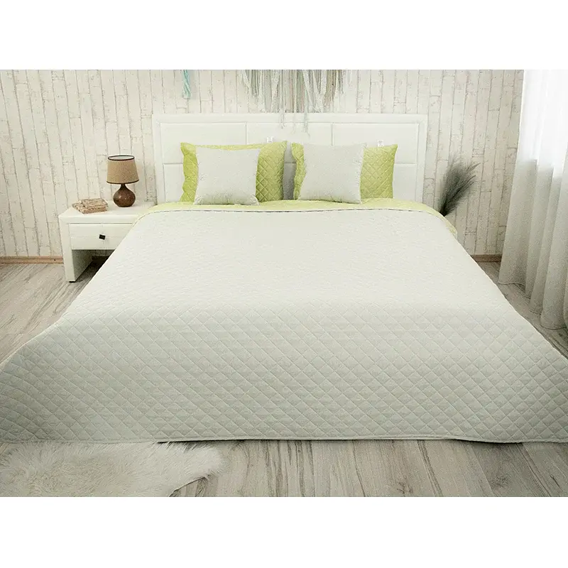Покривало Руно двостороннє декоративне Velour Olive Green ромб 150х220 см - фото 2