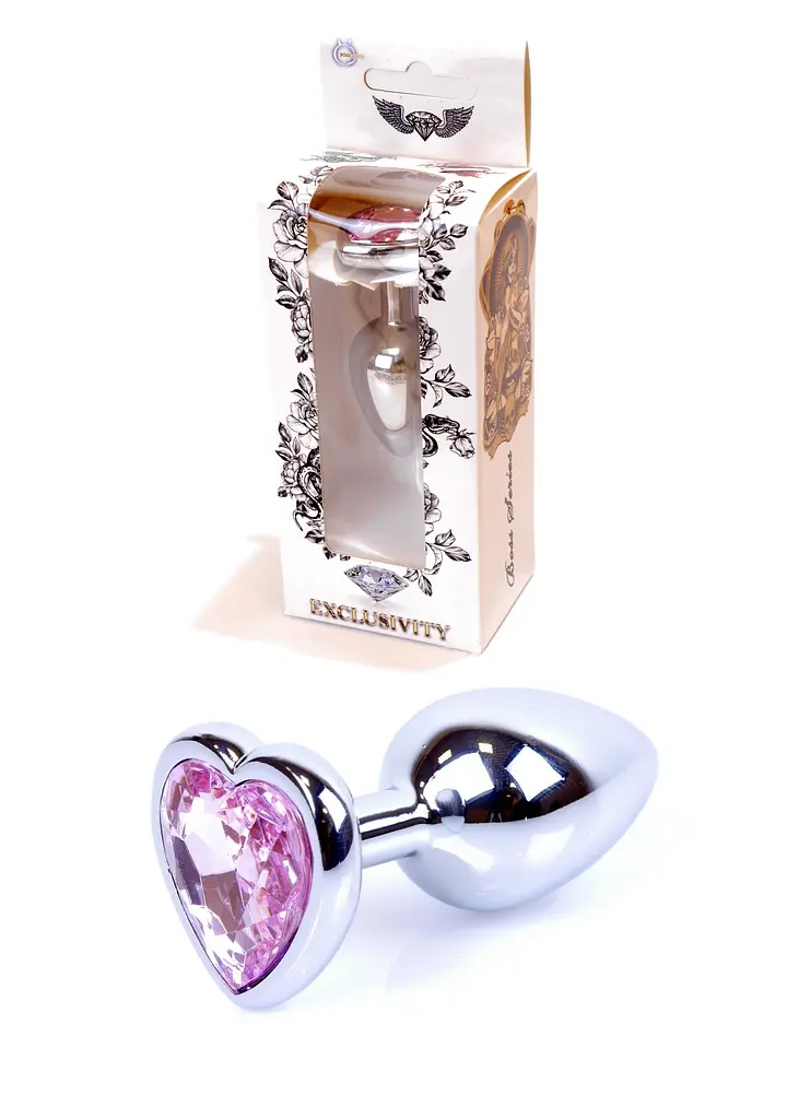 Анальна пробка B - Series HeavyFun Jewellery Heart Plug, срібна, рожева Boss Series 64-00045 103413
