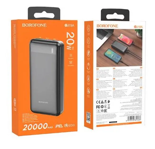 Портативний зарядний пристрій Power Bank Borofone BJ19A 20000 20W Чорний - фото 5