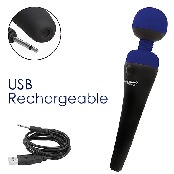 Вібромасажер Palm Power Recharge Massage Wand, 18.8 см (синій) - фото 9