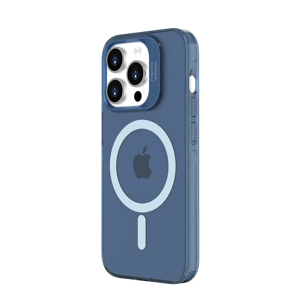 Защитный чехол Vokamo для iPhone 15 Pro с магнитным кольцом голубой - фото 3