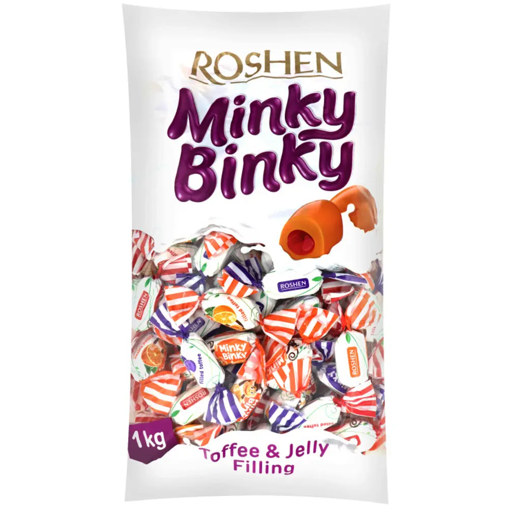 Уцінка. Цукерки ірис Roshen Minky Binky з желейною начинкою 1 кг  - фото 2