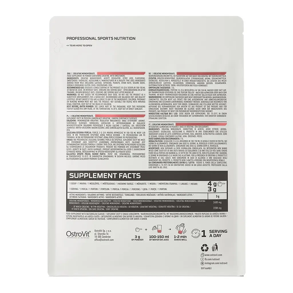 Креатин OstroVit Creatine Monohydrate, 300 грам - Кавун - фото 2