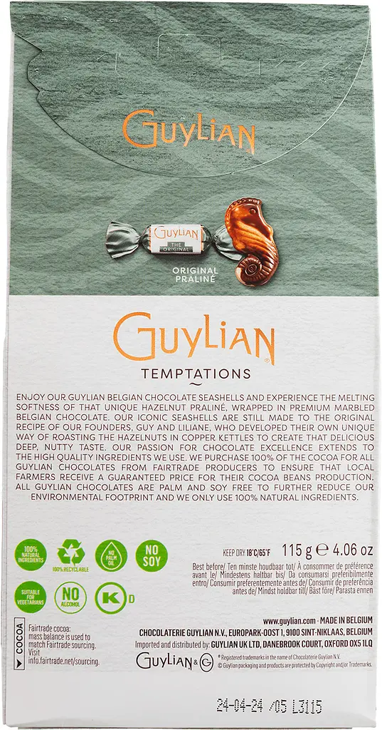 Цукерки шоколадні Guylian Морські Коники з праліне 115 г - фото 2