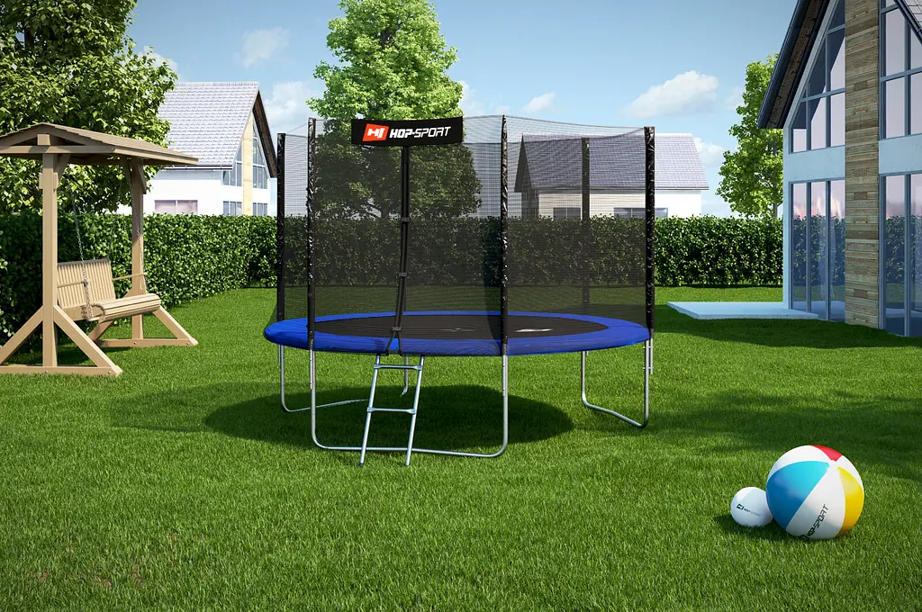 Батут Hop-Sport 10ft (305см) синій з зовнішньою сіткою - фото 2