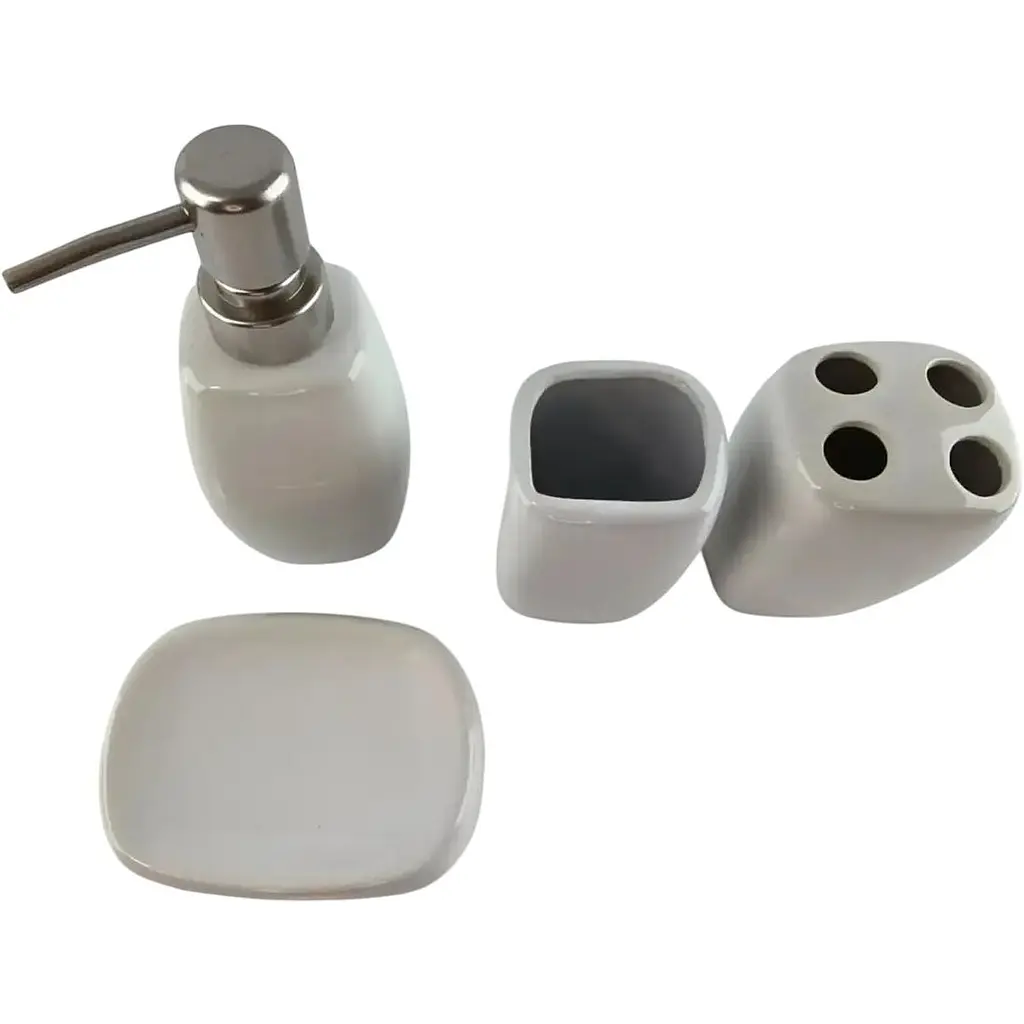 Набір аксесуарів для ванної кімнати No brand керамічний білий 23x21x11 см - фото 3