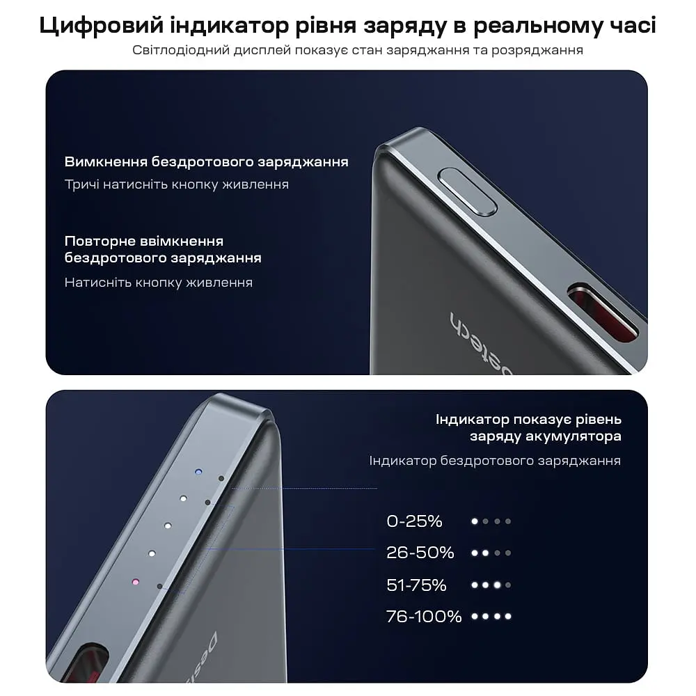 Повербанк 5000mAh Choetech B738 Black QC3.0 PD3.0 бездротова магнітна зарядка (43-00161) - фото 9