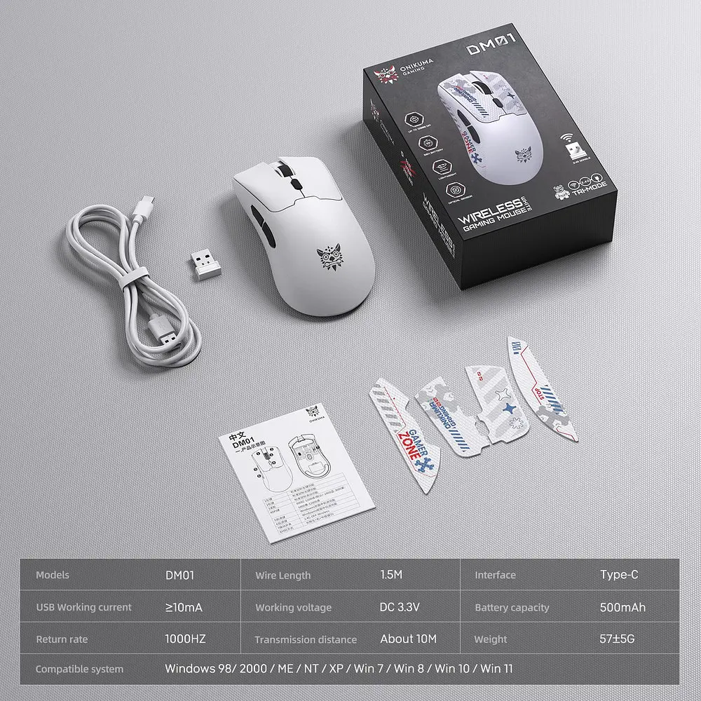 Комп'ютерна миша Onikuma DM01 (Wired/2,4G) Білий - фото 7