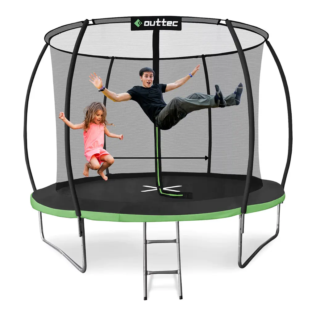 Батут Outtec Premium 12ft (374см) чорно-зелений з внутрішньою сіткою - фото 6