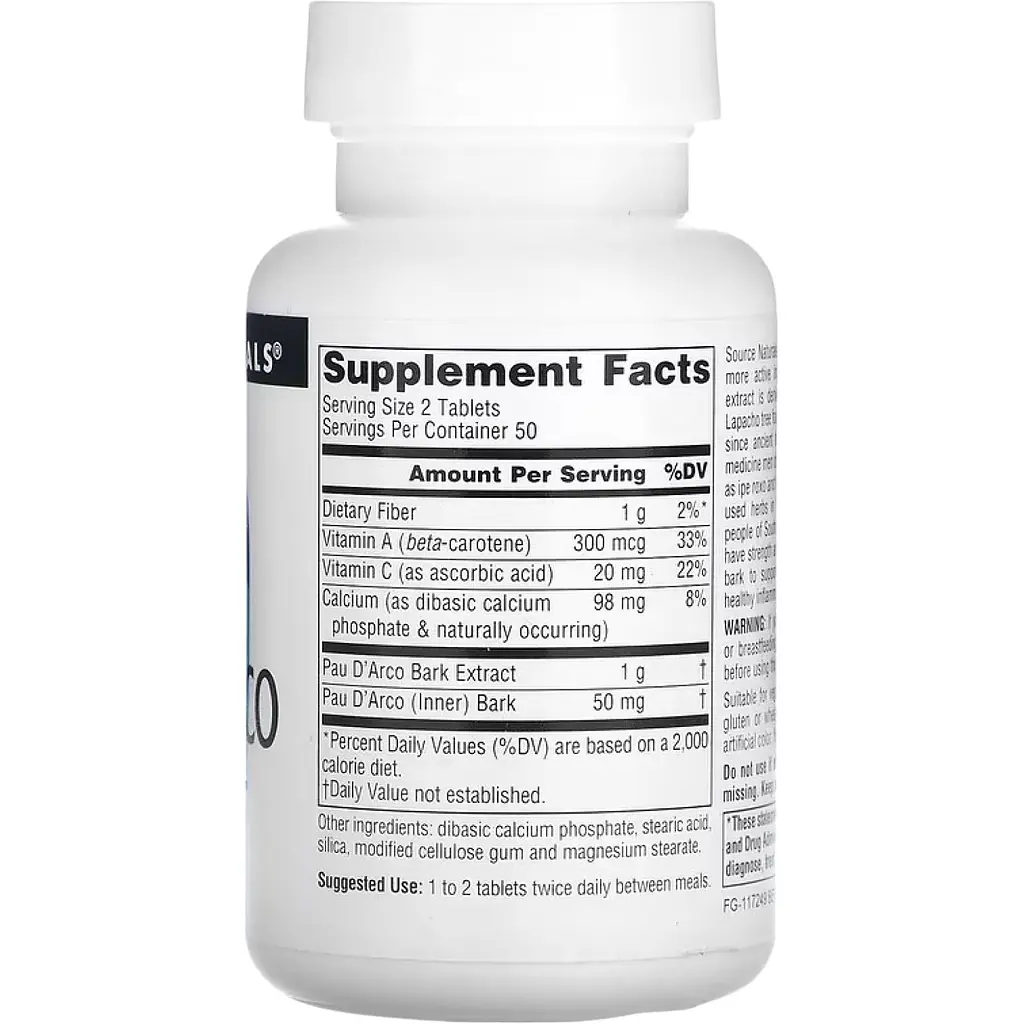 Екстракт кори мурашиного дерева Source Naturals Pau D'Arco Extract 500 мг 100 таблеток - фото 2