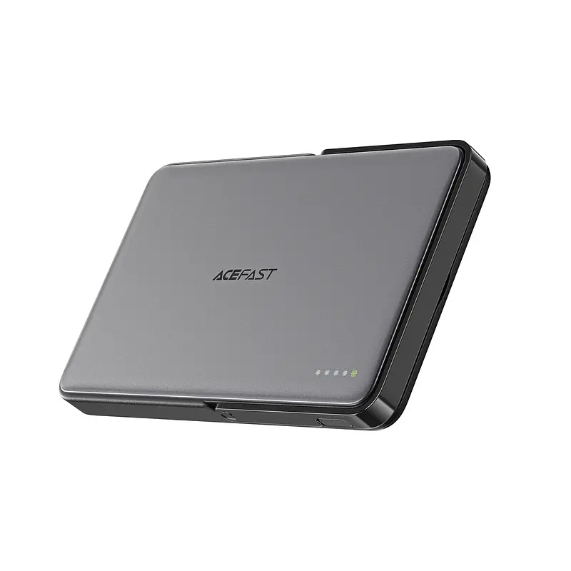 Зовнішній акумулятор Acefast M16-5000 PD18W ultra-thin magnetic wireless charging power bank with stand Black (6974316283997) - фото 5