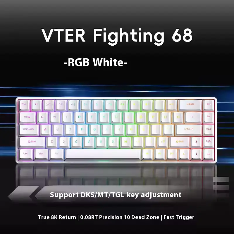 Ігрова дротова магнітна клавіатура VTER fighting68 / 8K / Magnetic Switch / White - фото 2