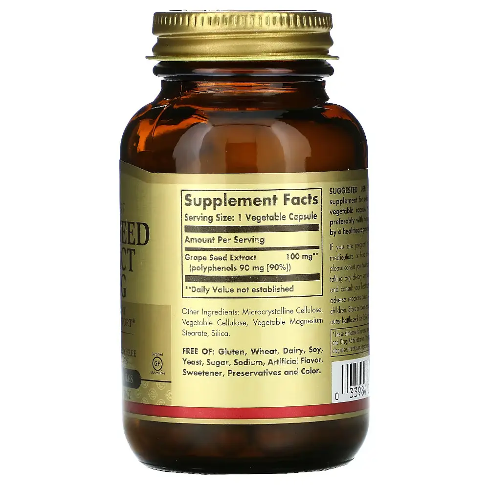 Натуральна добавка Solgar Grape Seed Extract 100 mg, 60 вегакапсул - фото 3