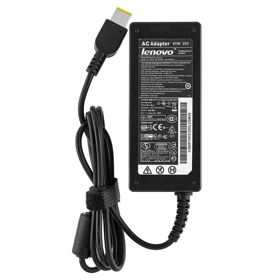 Блок живлення для ноутбука Lenovo 20V 3.25A 65W USB+pin (Square 5 Pin DC Plug) чорний RECTANGULAR - фото 2