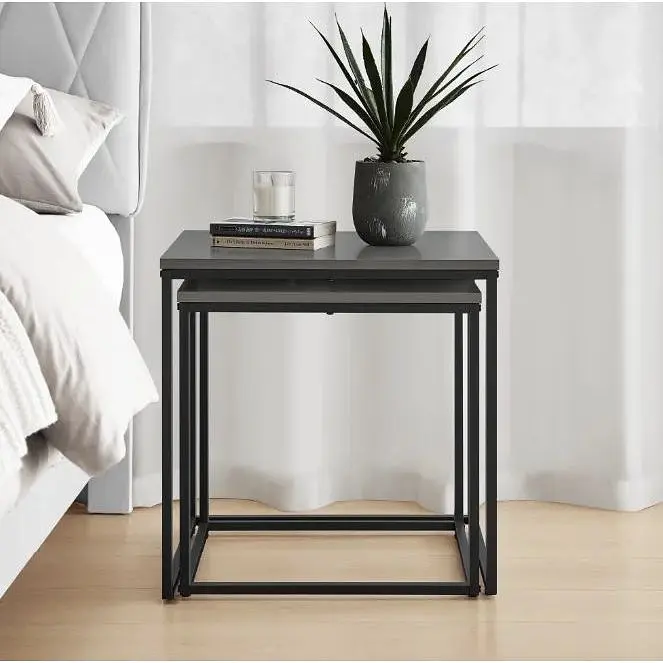 Комплект журнальних столиків Leobert Nika квадратний 50х50 50.5 см, 45х45х45.5 см графітовий - фото 5