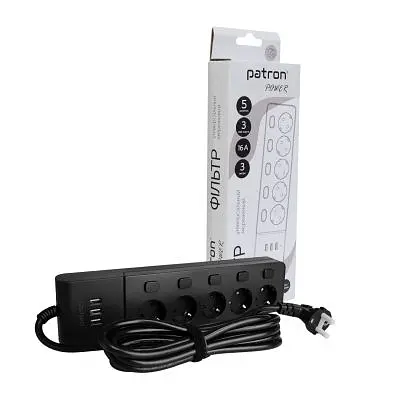 Мережевий фільтр живлення Patron SP1653-USB (EXT-PN-SP-1653-USB) - фото 3